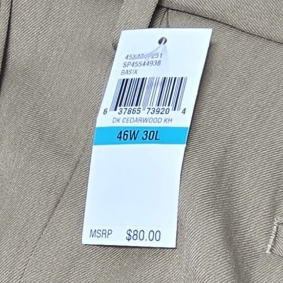 IZOD Big & Tall Men's Ultimate Travel Non-Iron Pants Size 46x30 Khaki NWT - Picture 2 of 9